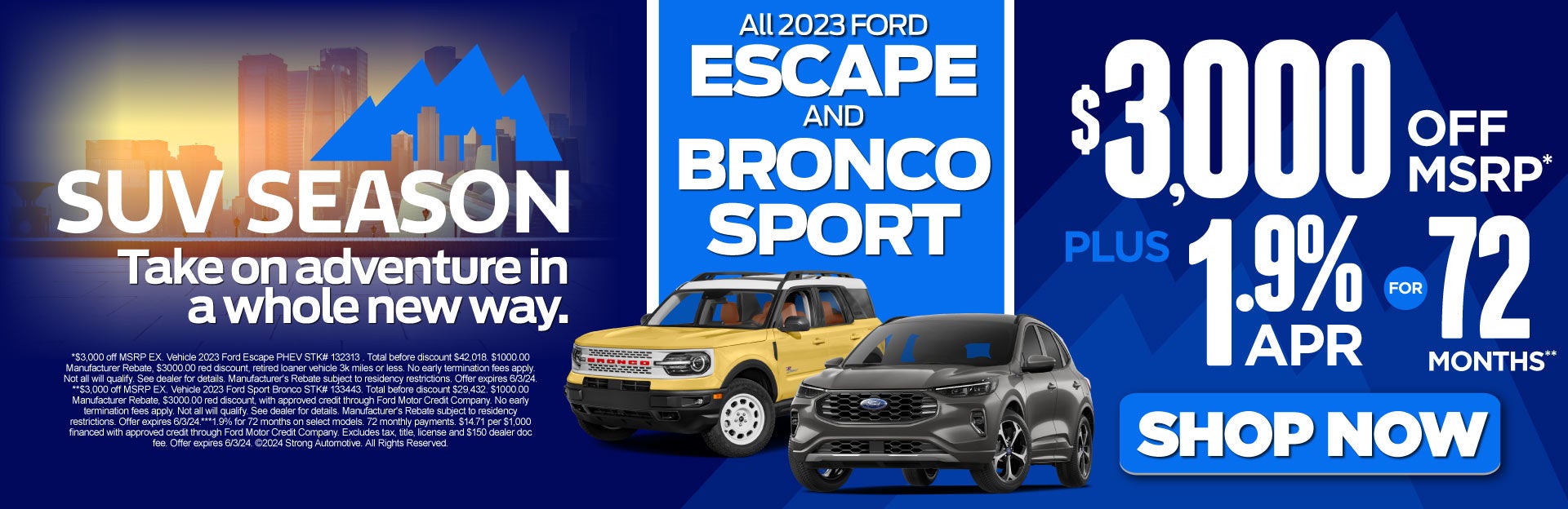 2023 escape and bronco sport $3,000 off msrp | shop now